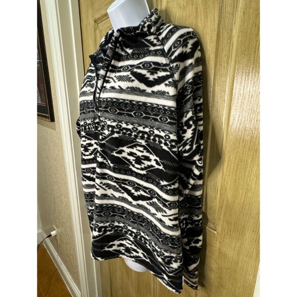 Eddie Bauer Womens Tribal Print Pullover Size XL Black Aztec Ultra Soft Fleece - Picture 4 of 8